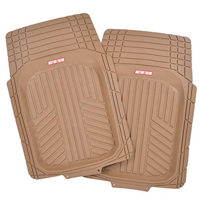 BDK Beige Heavy Duty Front & Rear Rubber Floor Mats Universal Liners for Car SUV Van & Truck, All Weather Protection with Anti-Slip Nibs, Fit Contours of Most Vehicles - color: 933-BG