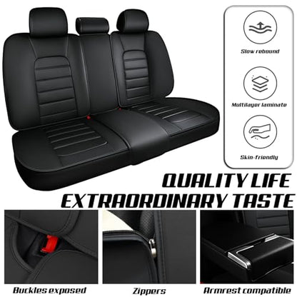 Car Seat Covers for Kia K5 2021-2026, Premium Nappa Leather, Waterproof, Anti-Slip, Full Coverage, Airbag Compatible, Breathable, All-Weather, Easy Install (5 Seats, Classic Black) - color: 5 Seats - Classic Black, size: Kia K5 2021-2026