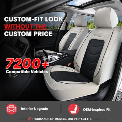 Gray Car Seat Covers Complete Set, Universal Car Seat Covers for Cars, Premium Waterproof Leather, Protect & Upgrade Car Interiors, Airbag Compatible, Easy to Install & Clean Up - color: C_Gray & Black