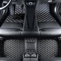 Custom Luxury Car Floor Mats Suitable for All Sedans, Sports Cars,SUV, Business Vehicles, Trucks, Waterproof and Anti Slip Fully Covered Leather Floor Mats (Black Gold)