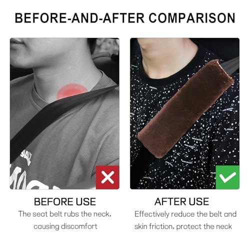 2 Pack Car Seatbelt Covers Shoulder Pad, Soft Faux Sheepskin Seat Belt Shoulder Cover for a Comfortable Driving, Seat Belt Shoulder Strap Covers Helps Protect Your Neck and Shoulder (Coffee) - color: Coffee