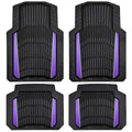 CAR PASS Heavy Rubber Car Floor Mats, Deep Waterproof Car Floor Mats All Weather, Aluminum Film Universal Trim to Fit for Cars SUV Trucks Sedans, Anti-Slip, Black Purple Metallic - color: Black Purple