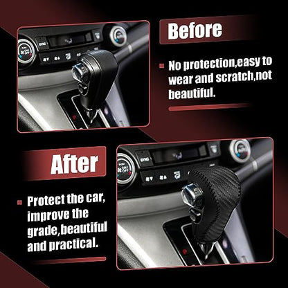 X AUTOHAUX Car Automatic Gear Shift Knob Cover Protector Carbon Fiber Pattern Black for Chevy Equinox 2018-2021 for Honda CRV 2015-2016 - color: Black