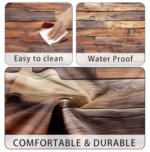 Rustic Wood Picnic Table Cover with Bench Covers Waterproof Windproof Elastic Fitted Outdoor Camping RV Tablecloths with Drawstring Bag Reusable Rectangle Rectangle Tables and Seats Cover 30X72IN - color: Brown, size: 30" x 72" (Rectangular)