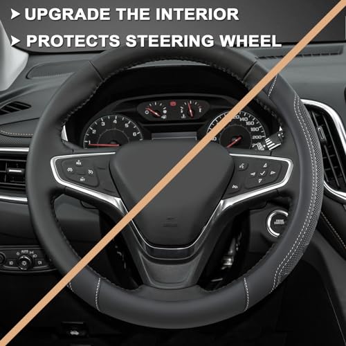 GIANT PANDA Car Steering Wheel Cover Customized for Chevy, Black and Gray Line - color: C-Black+Gray Line