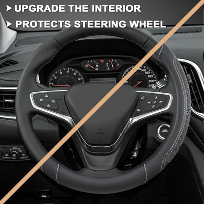 GIANT PANDA Car Steering Wheel Cover Customized for Chevy, Black and Gray Line - color: C-Black+Gray Line