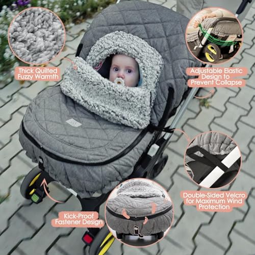 ACRABROS Car Seat Cover Baby: Winter Infant Carseat Canopy for Boy Girl Newborn, Zipper Peeping Window, Warm Cozy Cold Weather Waterproof Fitted, Heather Grey - color: Heather Grey