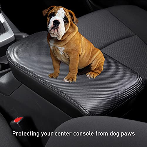 INTGET Center Console Armrest Cover for Toyota RAV4/RAV-4 Accessories 2025 2024 2023 2022 2021 2020 2019 Leather Middle Console Arm Rest Lid Cover Elbow Pad Protector(Carbon Fiber Texture) - color: black with carbon fiber texture