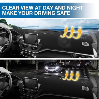 KUST Black Dash Cover for Nissan Altima 2019-2024 2025 2026 (Without HUD) Polyester Dashboard Cover Non-Slip Center Console Dash Cover Interior Accessories for Nissan Altima Sunshade No Glare - size: Altima 19-26(Black)