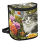 MNSRUU Car Trash Can with Lid, Gray Cat on The Garden Fence Car Trash Bag Hanging Organizers and Storage for Front Back Seat, Leak-Proof Trash Bin - color: Cats I14284
