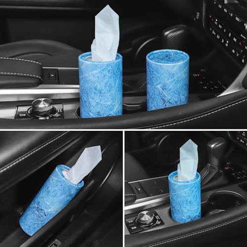 Car Tissue Holder, 4 Pack Car Cup Holder Facial Tissues with Travel Tissue Bag, Quick and Convenient Flower Combination Box(4 Canisters/200 Tissues) Blue - color: Blue