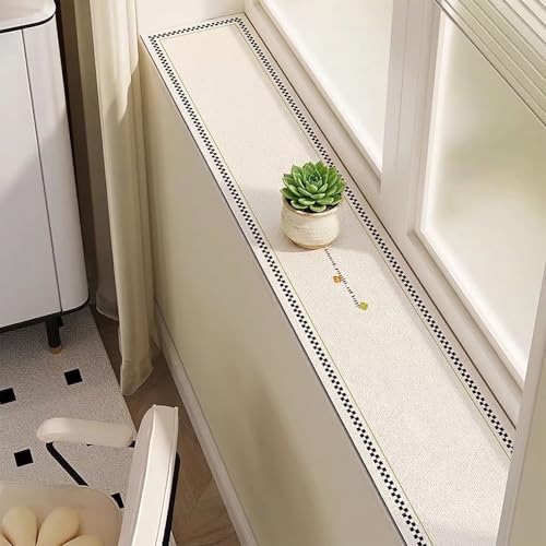 Window Sill Mat, Narrow Adjustable & Waterproof Window Cover, Absorbent Non-Slip Protector Pad, Cut-to-Size Windowsill Mat for Bay Window, Balcony, Kitchen Countertop (D, 39''x4'')