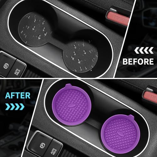Car Cup Holder Coasters [4 Pack] Silicone Cups Mats, Automotive Universal Non-Slip Recessed Interior Accessories Deep Purple - color: 4pack-deep Purple