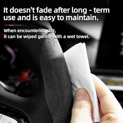 Suede Thin Car Steering Wheel Cover, 2 Piece, Suitable for Round and D Shaped Steering Wheels, Black - color: Black, size: 2pcs: Fits Round/D-Shaped Steering Wheels