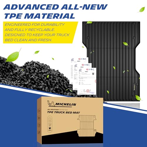 MICHELIN Truck Bed Mat for 2024 2025 2026 Toyota Tacoma - 6 FT / 73.5" Long Bed (Not Fit Drop-in Liners), All-Weather Truck Bed Liner, Custom Fit, Durable TPE Bedliner, Non-Slip - size: 1) Tacoma | 24-26 | 6 FT