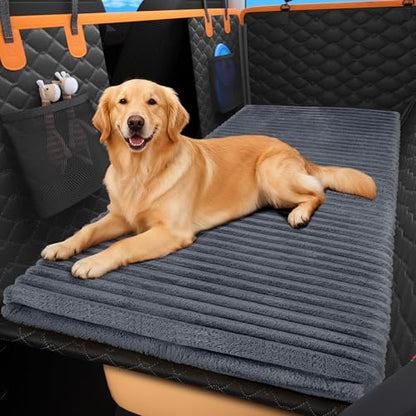Backseat Pet Bed Mat, Non-Slip Dog Bed for Car Back Seat, Washable Travel Pet Mat with Removable Cover, Dog Seat Covers Protector Fit for Backseat Extenders and Trucks SUVs, 54"x 24.8", Grey