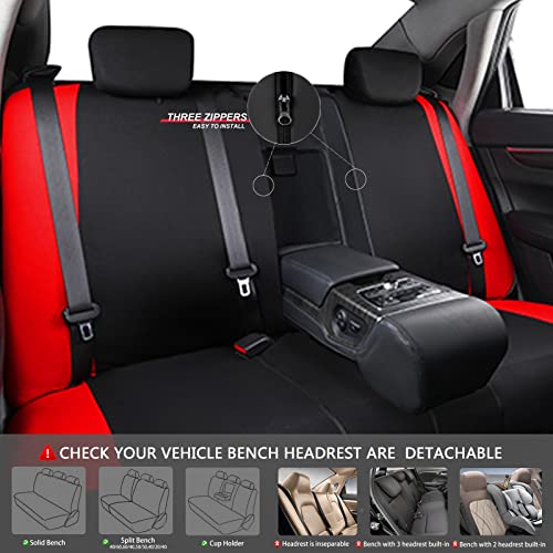Universal Fit Sporty Cloth Full Set Car Seat Covers, Fit for Car, Truck, Sedan, Vans, SUV, Breathable, Washable, Airbag Compatible, Zipper Design