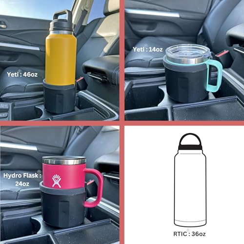 Swigzy Extra Wide Car Cup Holder Expander - Made for Yeti 14oz & 46oz Rambler, Hydro Flask 24oz Mug, RTIC 36oz Bottles - Adapter Insert Extender Expandable and Adjustable - color: Black, size: Holds Yeti 14 & 46 oz
