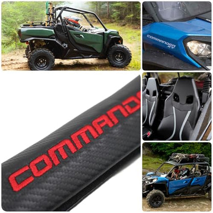 KAELTHAS 2PCS Seat Belt Pad Comfortable for Shoulder & Neck, No Interfere with Retraction, Carbon Fiber Look UTV Seatbelt Cover with Embroidery Logo for Commander UTV SSV SXS (Commander)