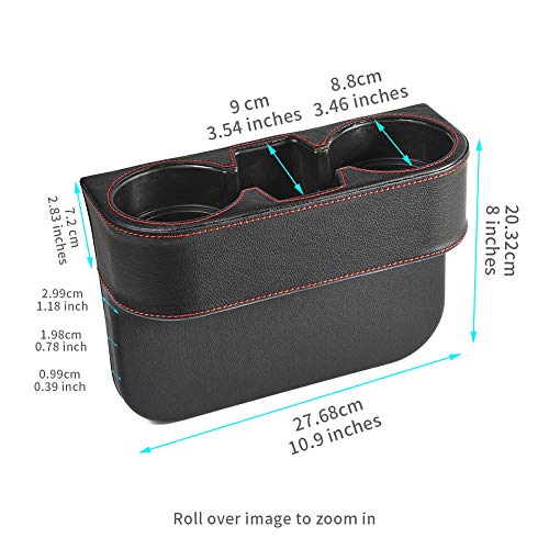 Black Multifunctional Car Cup Holder Car Seat Organizer Gap Filler Bottle Phone Storage Organizer - color: Black