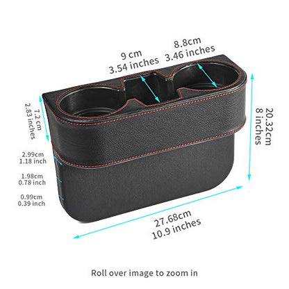 Black Multifunctional Car Cup Holder Car Seat Organizer Gap Filler Bottle Phone Storage Organizer - color: Black