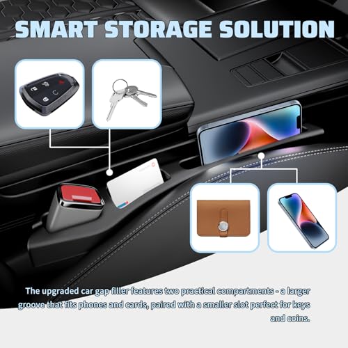 2PCS Car Seat Gap Filler Organizer,Upgraded Car Side Seat Gap Fillers with Dual Slot Design,in Between Cars Seats Catcher Cars Accessories for Filling 1.3-1.4 Inch Gaps