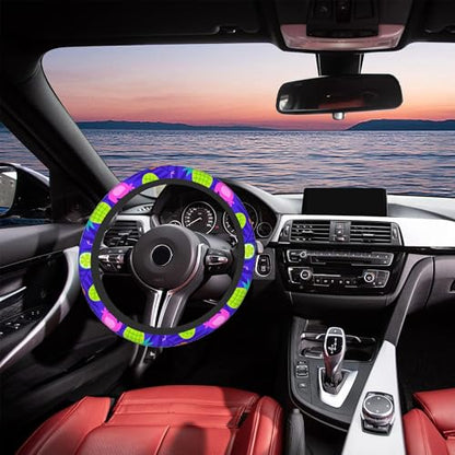 Tropical Flamingo Steering Wheel Covers Hibiscus Fruit Universal 15 Inch Car Wheel Cover,Anti-Slip Breathable Car Accessories Protector Fit for Trucks,Sedans,SUVs,Vans - color: Tropical Flamingo