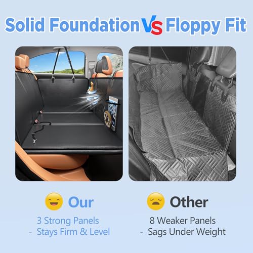 Back Seat Extender for Dogs, PU Leather Dog Car Seat Cover for Back Seat with Hard Bottom, 100% Waterproof, Scratch Proof and Anti Slip Dog Hammock for Cars and SUVs, Holds 400 lbs - color: full-black, size: Large