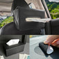 PU Leather Rectangle Tissue Box Cover for Car & Home Use,Car Tissue Box Holder for 110-144T Medium Size Tissues Fits for Kleenex for Headrest in Car Auto-Detachable Elastic Band - Black