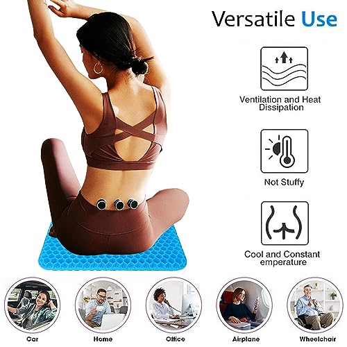 Yimiyaa Gel Seat Cushion, Double Thick Egg Gel Cushion for Pressure Pain Relief, Breathable Wheelchair Cushion Chair Pads for Car Seat Office Chair Blue - color: Blue