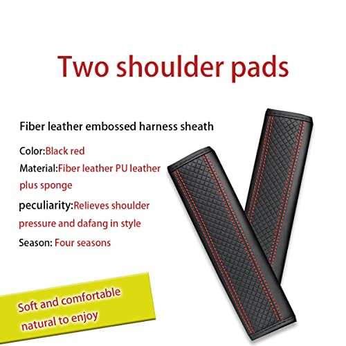 zipelo 2PCS Car Seat Belt Cover, Soft Shoulder Strap Covers Harness Pads, Safety Leather Seatbelt Comfort Driving Cushion Protect Your Neck and Shoulder Universal for Car, SUV (Black/Red-1)