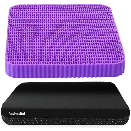 Innovative Gel Seat Cushion for Long Sitting, Soft and Breathable, Seat Cushion for Back, Sciatica, Hip, Tailbone Pain Relief, Used for The Office, Wheelchair, Recliner, Car, Stadium, Kayak.(Púrpura)