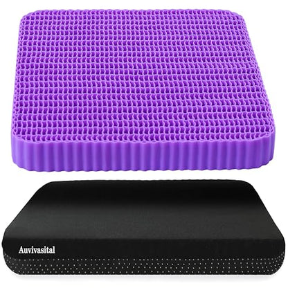 Innovative Gel Seat Cushion for Long Sitting, Soft and Breathable, Seat Cushion for Back, Sciatica, Hip, Tailbone Pain Relief, Used for The Office, Wheelchair, Recliner, Car, Stadium, Kayak.(Púrpura)