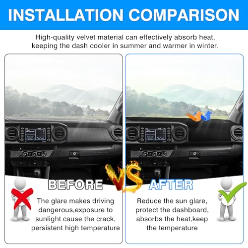 Autorder Dashboard Cover Mat for 2016-2021 2022 2023 Toyota Tacoma Accessories Dash Cover Upgrade Velvet Dash Mat Sunshade Glare UV Rays Protector - size: 2016-2023 Toyota Tacoma