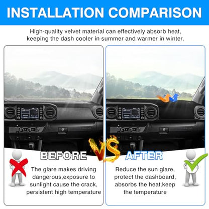 Autorder Dashboard Cover Mat for 2016-2021 2022 2023 Toyota Tacoma Accessories Dash Cover Upgrade Velvet Dash Mat Sunshade Glare UV Rays Protector - size: 2016-2023 Toyota Tacoma
