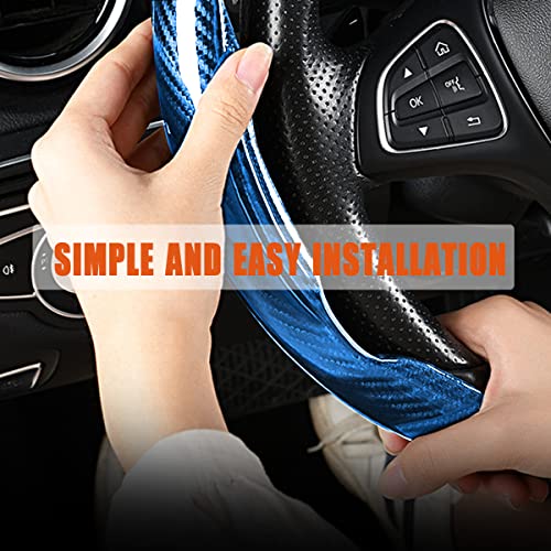 Steering Wheel Cover, 2PCS Segmented Steering Wheel Protector, Carbon Fiber Anti-Slip and Durable Car Accessory, Universal Fit for Most Cars，SUVs (Carbon Fiber Light Blue) - color: Carbon Fiber Light Blue