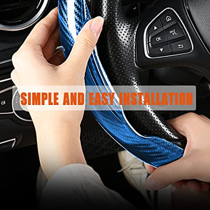 Steering Wheel Cover, 2PCS Segmented Steering Wheel Protector, Carbon Fiber Anti-Slip and Durable Car Accessory, Universal Fit for Most Cars，SUVs (Carbon Fiber Light Blue) - color: Carbon Fiber Light Blue
