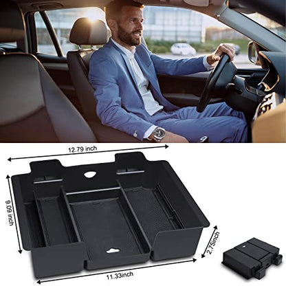 Center Console Organizer Compatible with 2019-2022 GMC Sierra/Chevy Silverado 1500 and 2020 2021-2023 Sierra/Silverado 2500HD/3500HD Accessories, Armrest Tray (Full Console w/Bucket Seats ONLY)