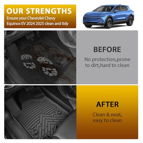 Floor Mats for 2024-2025 2026 Chevrolet Chevy Equinox EV Accessories (Non Fuel), All Weather Protection Anti-Slip and Waterproof Car Floor Liners for Equinox EV 3PCS - size: 2)Chevy Equinox EV｜24-26｜1st & 2nd Row