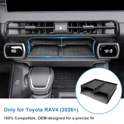 (2Pack) 2026 R AV4 Console Divider Tray and Wireless Mat, for Toyota R AV4 (LE/SE/XLE Premium/Woodland/XSE/Limited/GR Sport), Durable &Anti-Slip Console Tray Insert 2026 R AV4 Accessories - color: Black-bg
