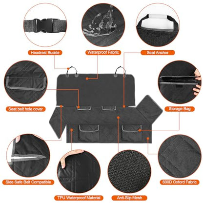 Dog Car Seat Cover Compatible with Nissan Rogue 2014-2025, Waterproof Pet Bench Seat Cover for Back Seat, 600D Heavy Duty Scratch Proof Nonslip Truck Seat Covers for Dogs - size: 2014-2025 Rogue