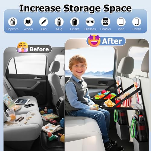 KaiCross Backseat Car Organizer with Upgraded Foldable Tray, Car Seat Organizer for Kids, Travel Accessories with 9 Storage Pockets,Car Seat Organizer Backseat with Touch Screen-1 Pack - size: 1 Pack