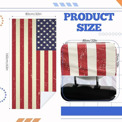 Hahafelt Car Seat Towel Covers with Storage Bag, 63 x 32 Inch Universal Non Slip Waterproof Sweat Protector for Car Truck, Gym Swimming Running, Machine Washable(2 Pack,American Flag) - style: American Flag