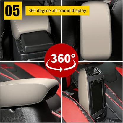 AOMSAZTO Armrest for Hyundai Sonata 2015-2019 Beige Middle Leather Console Covers - color: beige