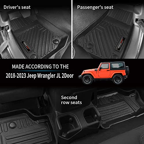 Floor Mats and Cargo Trunk Liner for Jeep Wrangler JL 2 Door 2018-2025 2026 All Weather Floor Liner for Jeep Wrangler Accessories (Only for JL 2 Door) - color: for 2018-2026 Jeep Wrangler JL 2 Door