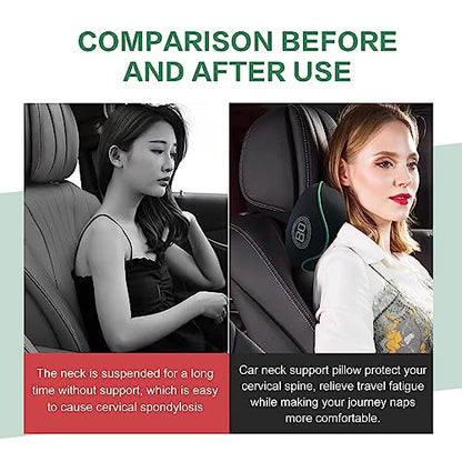 Really Soft Car Headrest Pillow, Car Pillow for Driving with Adjustable Strap, 100% Memory Foam Neck Pillow, Breathable Removable Cover & Ergonomic Design - Travel Car Neck Pillow(Lightblue Side Rope) - color: Blue
