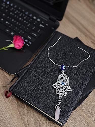 LUCKBOOSTIUM Hand Protection Amulet Evil Eye Car Rearview Mirror Hanging Ornament Charms Accessories Good Luck Charms - (2"x11" Pink Crystal) - color: Pink Crystal