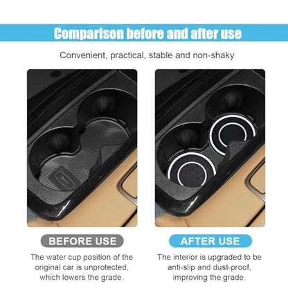 2PCS Car Cup Holder Coasters, 2.75 Inch Auto Non-Slip Anti Dust Cup Mats, Console Cup Holder Insert Coaster Auto Insulated Mats, Universal Interior Accessories for Most Cars (White) - color: White