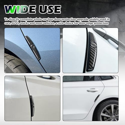 4PCS Carbon Fiber Car Door Edge Protector | Thickened Shark Blade Shape,Self-Adhesive Anti-Scratch Car Door Protector Edge Guard