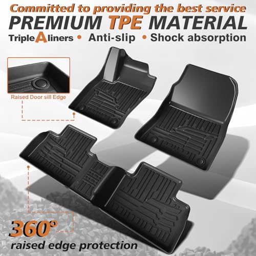 TripleAliners All Weather Floor Mats Compatible with 2025 2026 Nissan Kicks Interior Accessories 1st & 2nd Row Floor Liners Custom Fit Anti-Slip TPE Full Coverage Protection Waterproof Car Mats - size: Kicks | 2025+